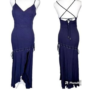 RRP $250 - Free People Seven Wonders Maxi Dress, Blue‎ size 6 bohemian